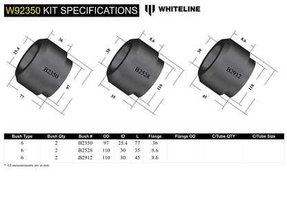 Whiteline Rear Subframe - Bushing Kit to Suit Holden Commodore VN-VZ and HSV | W92350