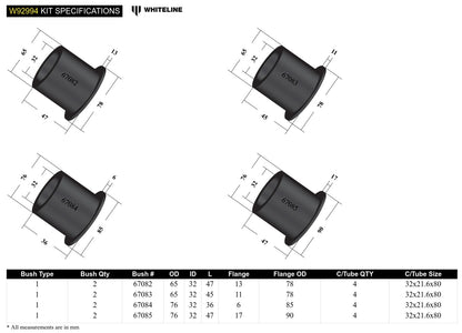 Whiteline Rear Subframe - Bushing Kit to Suit Nissan 350Z, Skyline and Stagea | W92994