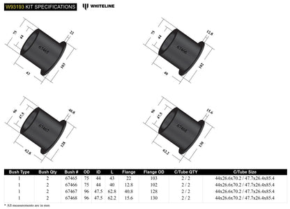 Whiteline Rear Subframe - Bushing Kit to Suit HSV Clubsport, GTS and Senator Gen F | W93193