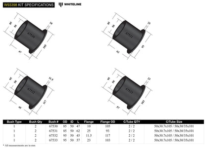 Whiteline Rear Subframe - Bushing Kit to Suit Cadillac CTS 2nd Gen | W93398