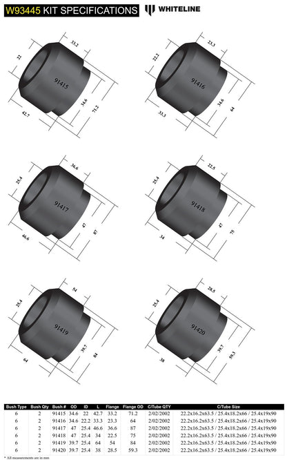 Whiteline Front and Rear Body Mount - Bushing Kit to Suit Ford Ranger PJ, PK and Mazda BT-50 UN 4wd