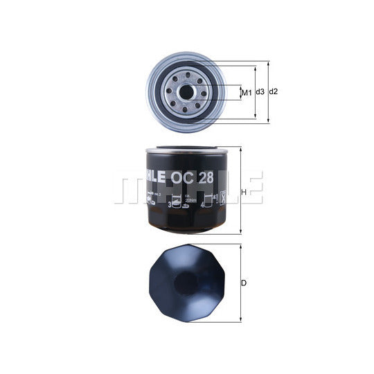 Porsche VW Engine Oil Filter - Mahle OC28