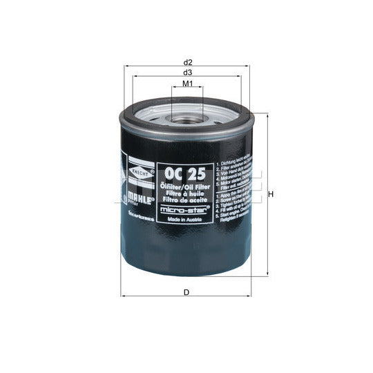 BMW Oil Filter - Mahle OC25