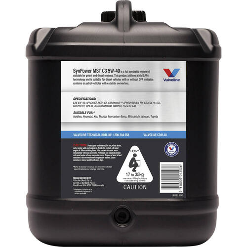 Valvoline 5W40 - Synpower Mst C3 - Full Synthetic 20L